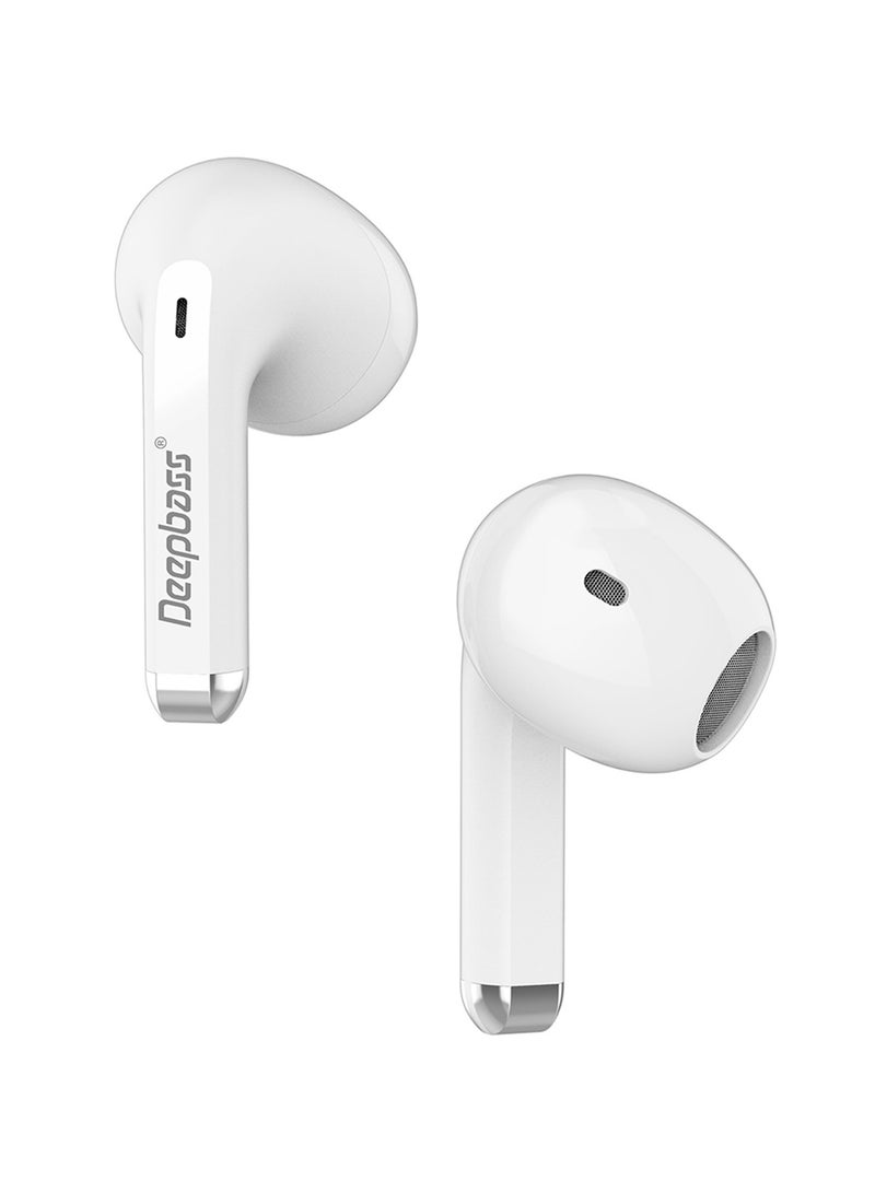 Deepbass TWS-X2: سماعات أذن لاسلكية هجينة مع إلغاء الضوضاء النشط | شريحة GlobalWorkship™ | تصميم نصف داخل الأذن - أبيض - Image 4