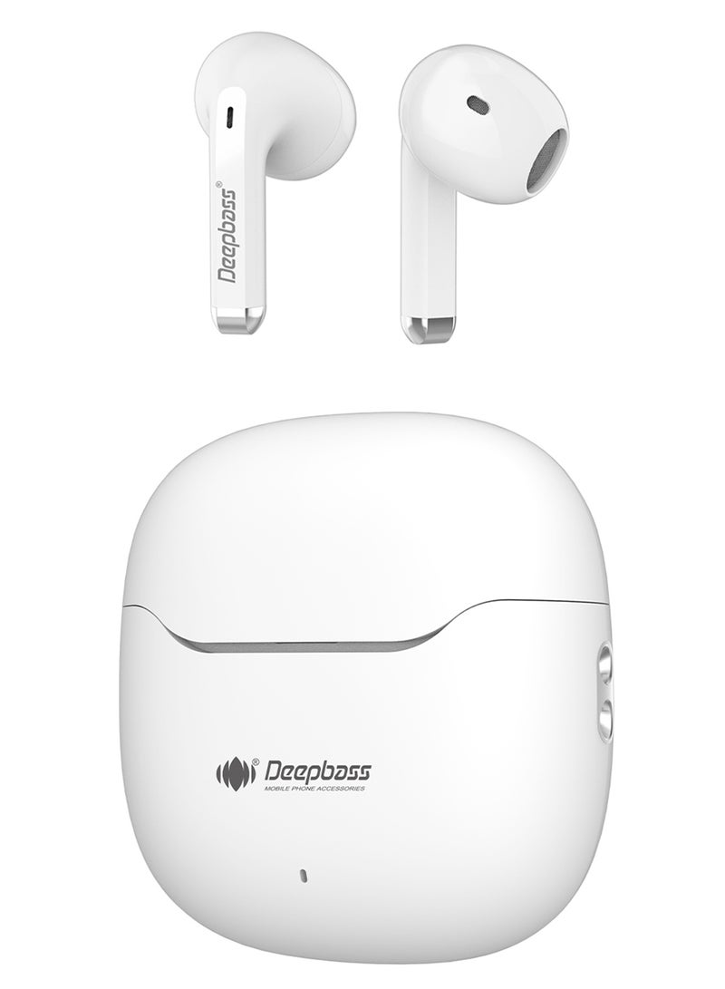 Deepbass TWS-X2: سماعات أذن لاسلكية هجينة مع إلغاء الضوضاء النشط | شريحة GlobalWorkship™ | تصميم نصف داخل الأذن - أبيض - Image 5