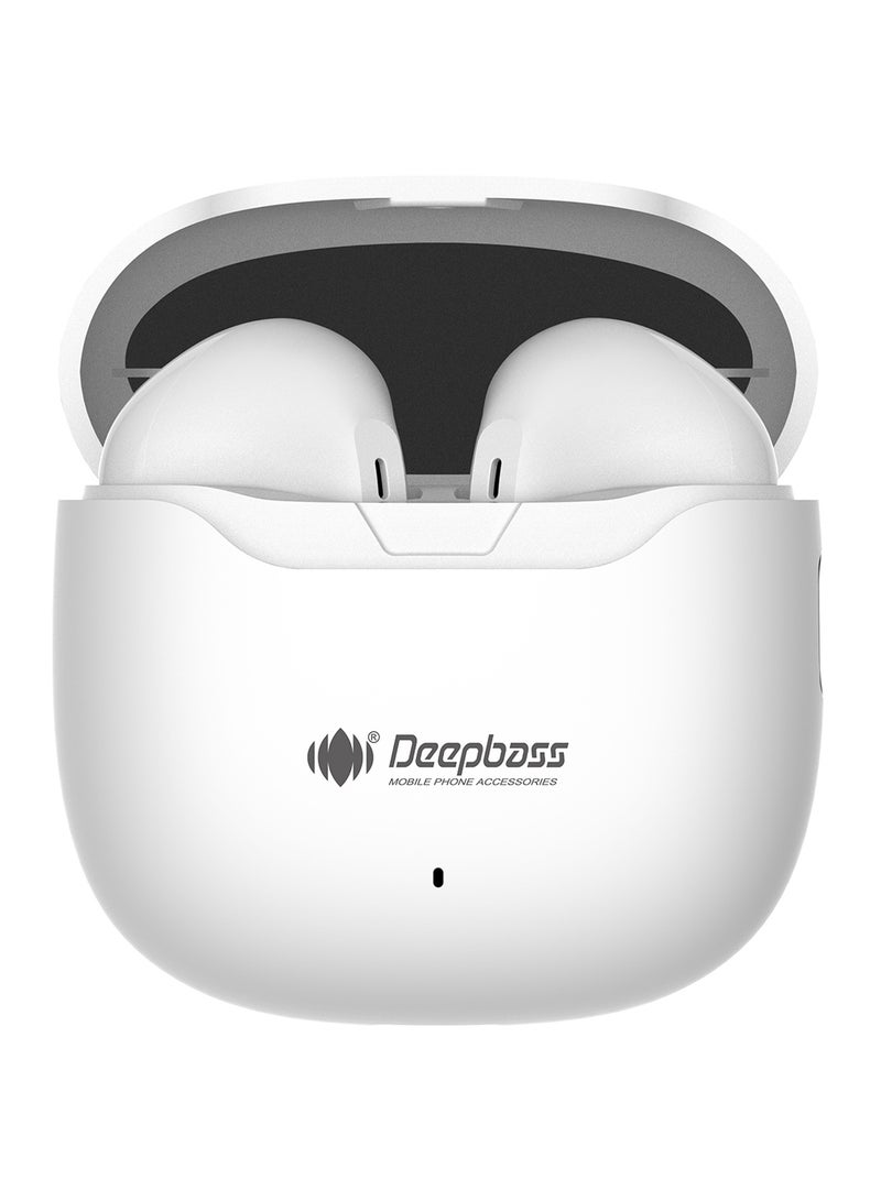 Deepbass TWS-X2: سماعات أذن لاسلكية هجينة مع إلغاء الضوضاء النشط | شريحة GlobalWorkship™ | تصميم نصف داخل الأذن - أبيض - Image 2