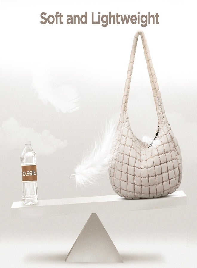 Babysun Puffer Tote Bag for Women Large Quilted Tote Bag Quilted Carryall Bag Soft Puffy Crossbody Bag Hobo Handbags Puff Purse - Image 3
