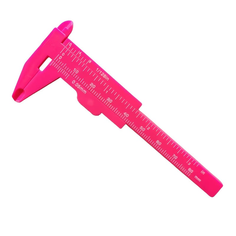 5pcs Rose Red Small Plastic Caliper Set For Study Jewelry Depth Measurement - Image 3