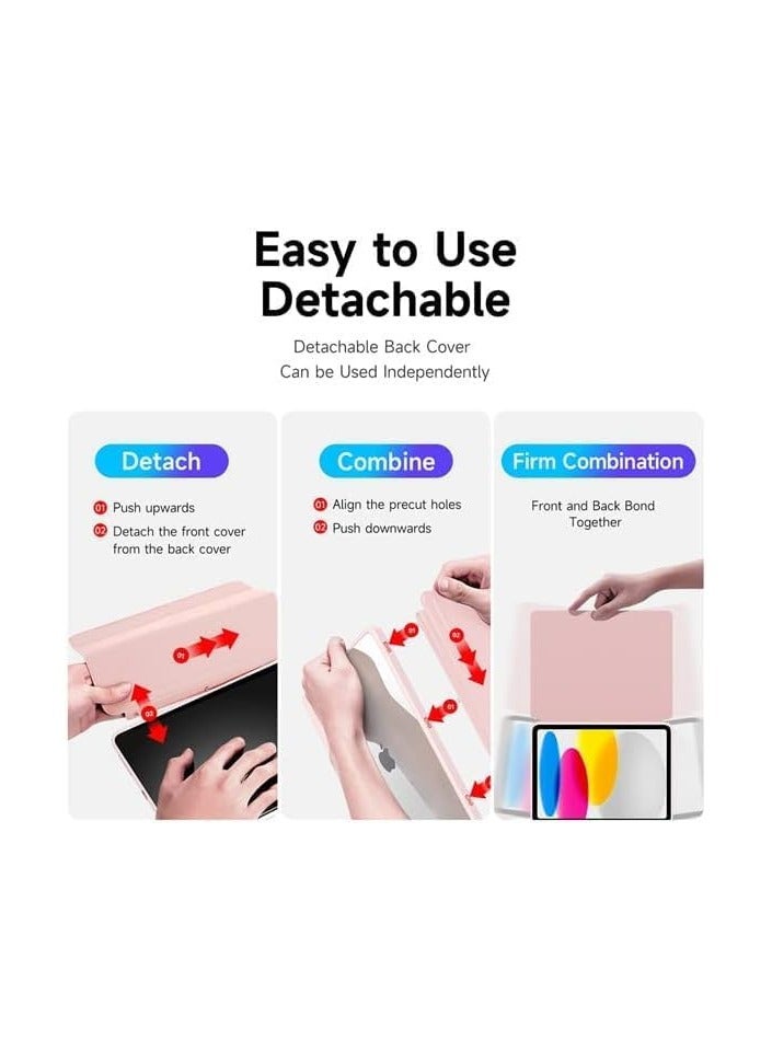 DUX DUCIS Transparent Back Case for iPad Air 11 inch 6th Generation (2024, M2),Smart Magnetic Flip Stand Soft TPU Back Cover With Pencil Holder & Auto Sleep Wake for iPad Air 11 (Pink) - Image 2