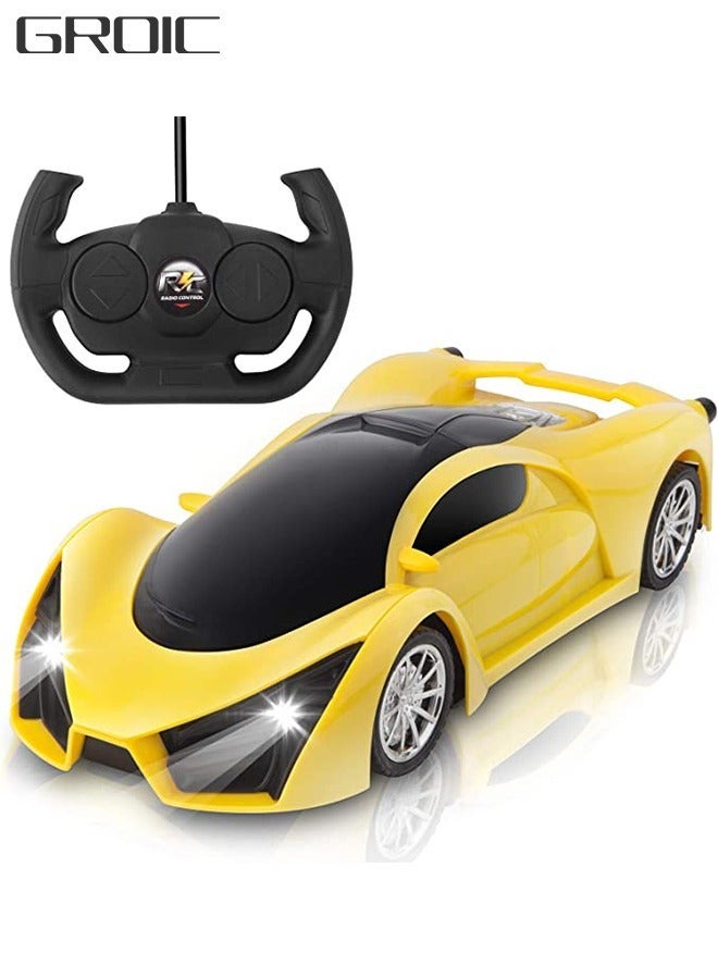 جرويك USB قابلة لإعادة الشحن سيارات التحكم عن بعد - 1:16 سيارة سيارة نموذجية لعبة سباق رياضية كهربائية ، سيارة RC 2.4 جيجا هرتز مع ضوء للأطفال والكبار والفتيات والفتيان أفكار عطلة هدية - أصفر - Image 1