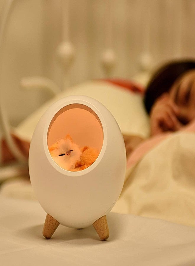 Ostin Kids Cat Night Light Stepless Dimming Touch Control Cute Little Pet House Atmosphere Light Sleeping Lamp for Bedroom Table Nursery Baby Gift (White) - Image 1