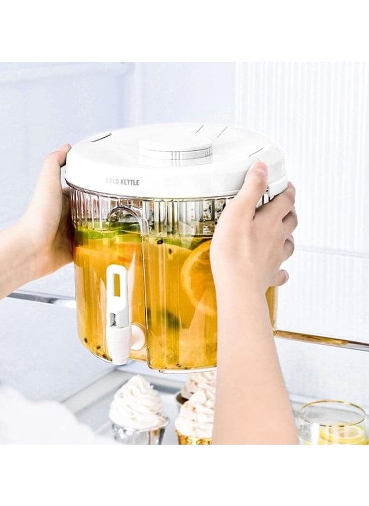 Water Beverage Dispenser Iced Lemonade Server with Tap Refrigerator Filter Cold Kettle with Faucet Juice Holder Container for Fridge Party