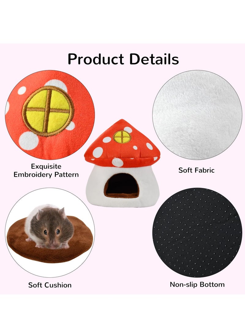 Excefore Guinea Pig Beds, Hamster Bed, Mini Hamster Cotton Nest, Cute Hamster Sleeping Animals Bedding House for Hamster/ Hedgehog/ Squirrel/ Lizard and Other Small Animal (Mushroom House) - Image 4
