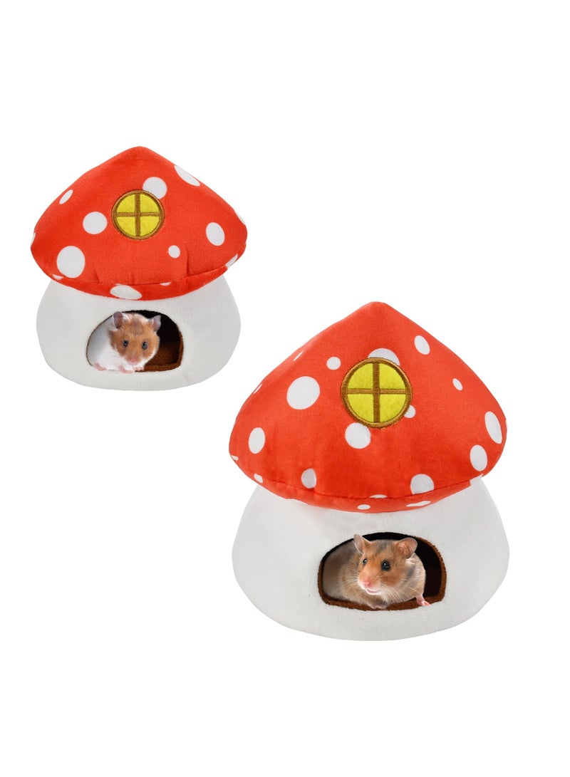 Excefore Guinea Pig Beds, Hamster Bed, Mini Hamster Cotton Nest, Cute Hamster Sleeping Animals Bedding House for Hamster/ Hedgehog/ Squirrel/ Lizard and Other Small Animal (Mushroom House) - Image 1