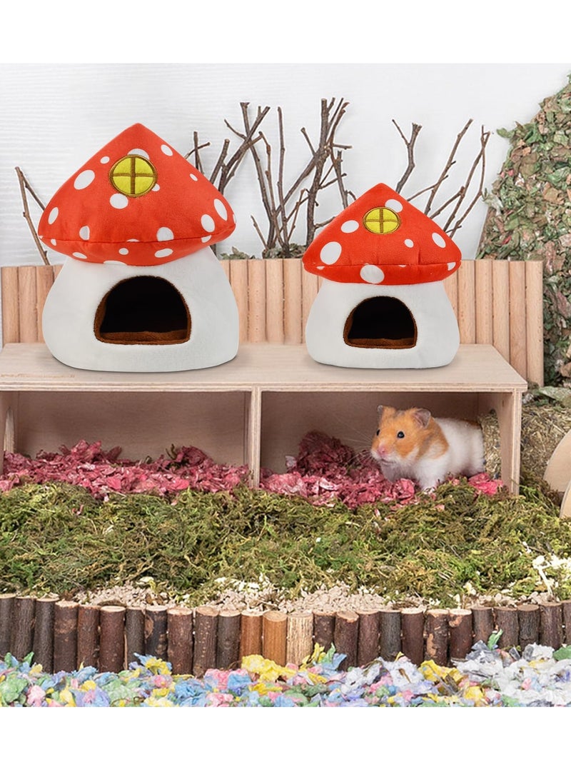Excefore Guinea Pig Beds, Hamster Bed, Mini Hamster Cotton Nest, Cute Hamster Sleeping Animals Bedding House for Hamster/ Hedgehog/ Squirrel/ Lizard and Other Small Animal (Mushroom House) - Image 5