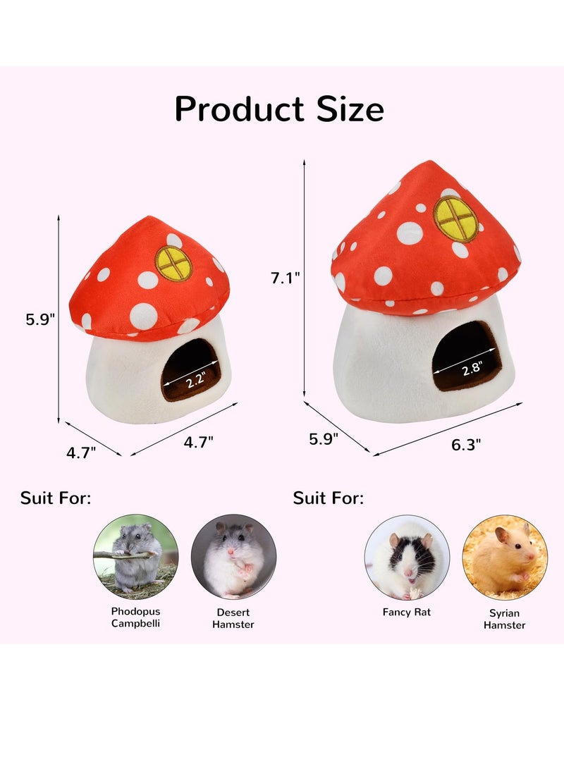 Excefore Guinea Pig Beds, Hamster Bed, Mini Hamster Cotton Nest, Cute Hamster Sleeping Animals Bedding House for Hamster/ Hedgehog/ Squirrel/ Lizard and Other Small Animal (Mushroom House) - Image 3