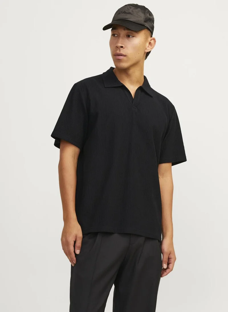 JACK & JONES Jorbrooklyn Plisse Split Neck Essential Polo