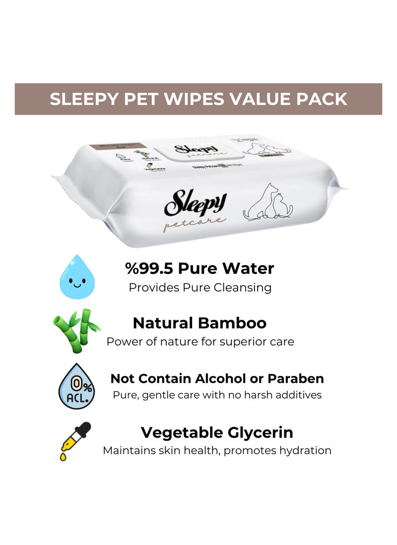 Sleepy - Sleepy Natural Bamboo Pet Wipes Value Pack - 60X3 / 180 Wipes- Gentle, pure, and eco-friendly care for your furry friend! - Image 1