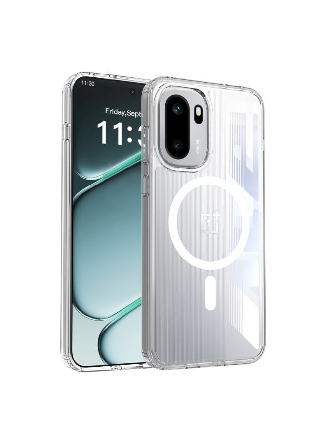 Fankalo Transparent Magnetic Phone Case for OnePlus 15R 5G Thin Flexible Silicone + PC Acrylic Back Never Yellowing Camera Protection Shockproof Cell Phone Cover - Image 1