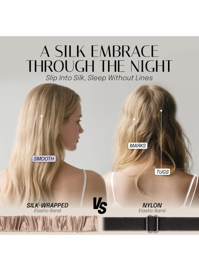 قناع نوم حريري للعين مع حزام مرن للنوم والسفر والقيلولة، غطاء ناعم للعين باللون البيج - Image 4