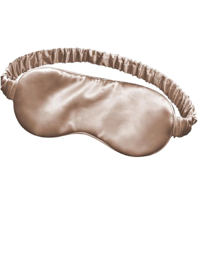 قناع نوم حريري للعين مع حزام مرن للنوم والسفر والقيلولة، غطاء ناعم للعين باللون البيج - Image 1