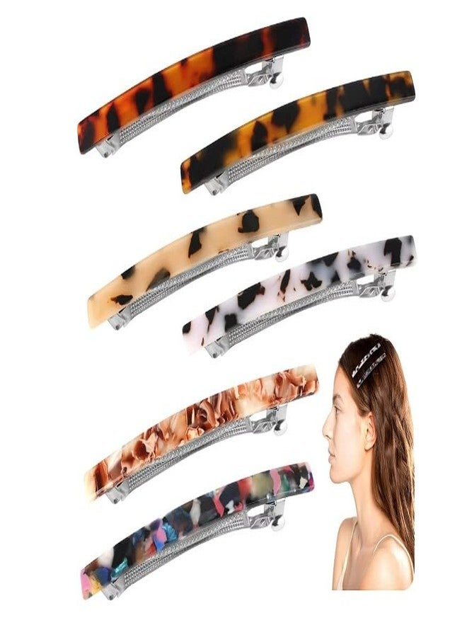 BWESOO 6Pcs Long French Barrettes, 4Inch Large Classic Acrylic Clips, No-slip Grip Automatic Clasp Clamp Ponytail Holders, Stylish Hair Accessory for Clips and Barrettes - Image 1