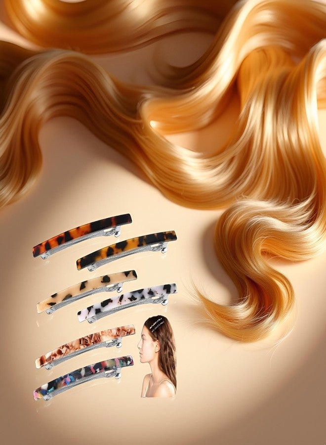 BWESOO 6Pcs Long French Barrettes, 4Inch Large Classic Acrylic Clips, No-slip Grip Automatic Clasp Clamp Ponytail Holders, Stylish Hair Accessory for Clips and Barrettes - Image 2