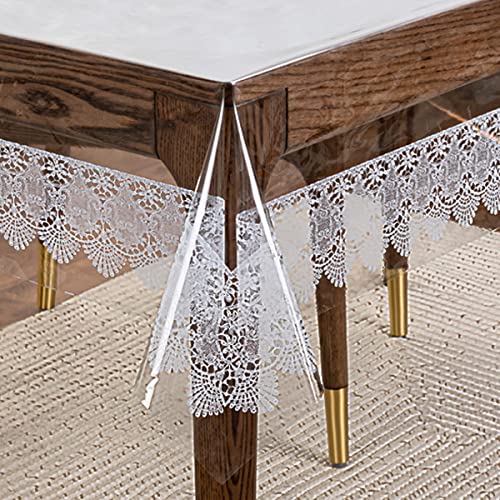 Oriental Weavers OrientalWeavers 2 Seater Centre Table Cover Transparent Tea Table Cover with White Border, Waterproof Rectangular Protector Table Cloth, 40x60Inches(Plastic, Pack of 1) - Image 1