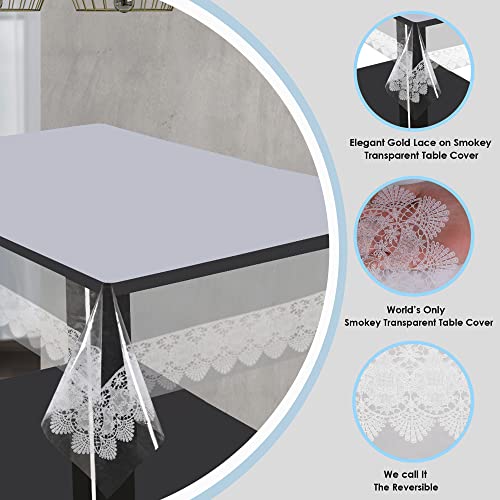 Oriental Weavers OrientalWeavers 2 Seater Centre Table Cover Transparent Tea Table Cover with White Border, Waterproof Rectangular Protector Table Cloth, 40x60Inches(Plastic, Pack of 1) - Image 5