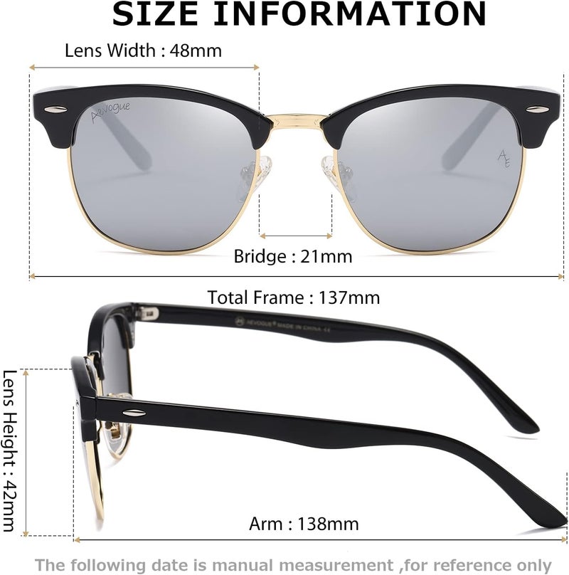 AEVOGUE Polarized Sunglasses For Women And Men Semi Rimless Frame Retro Sun Glasses AE0369 - Image 4