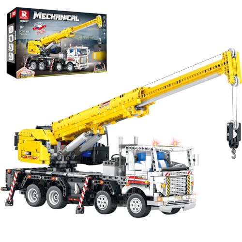 Reobrix Crane Building Block Set 22007 Remote Control Crane Toy with Multiple Function Switching Mechanical Construction Truck Model Building Kit Gift for Adult 14 2023 Pieces - Image 1
