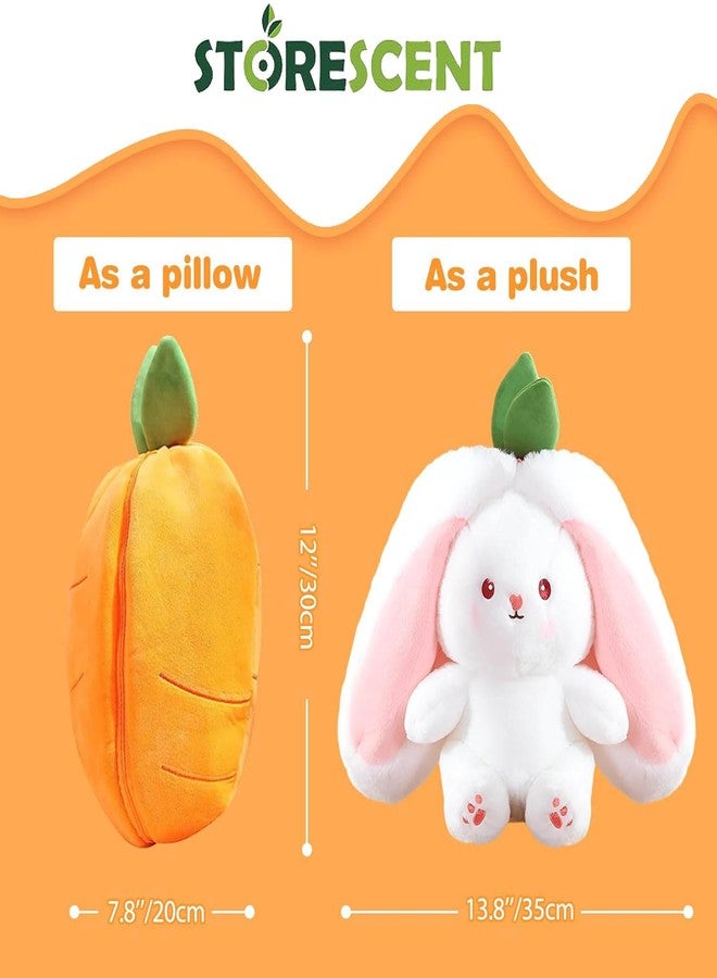 Storescent Reversible Carrot Bunny Plush Toy, Adorable & Versatile Stuffed Animal with Zipper - Soft Rabbit Toy, Pillow & Decorative Gift (Carrot Bunny 35cm) - Image 4