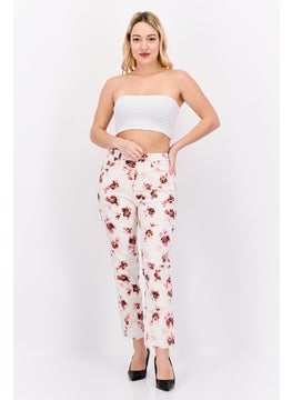 NYDJ Women Floral Pattern Stretchable Slim Pants, Cream Combo  - Image 4