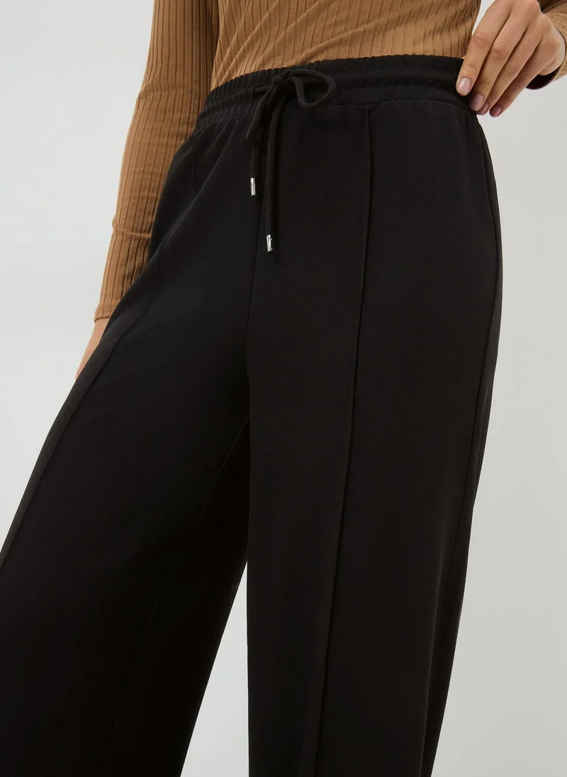 Matalan Black Seam Front Wide Leg Trousers