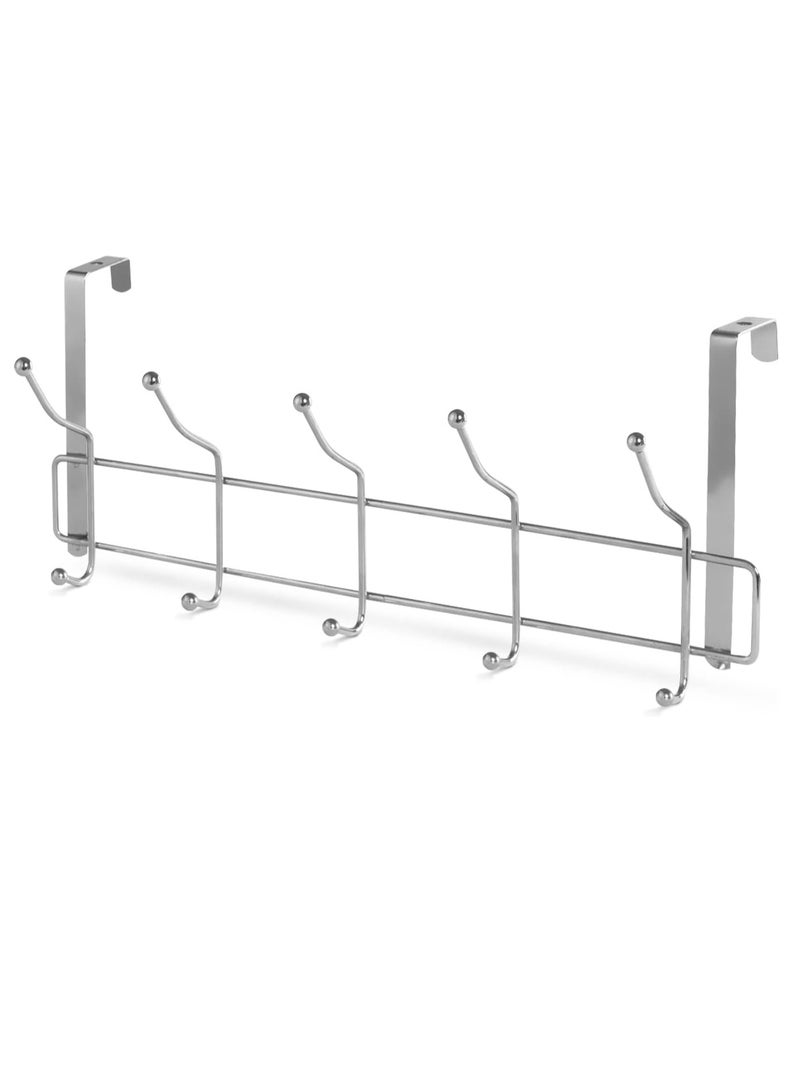 Delca Door Hooks, 10 Stainless Steel Hooks for Coats, Shirts, Towels or Any Other Accessories, Perfect Door Hook for Your Home or Office, Silver - Image 1