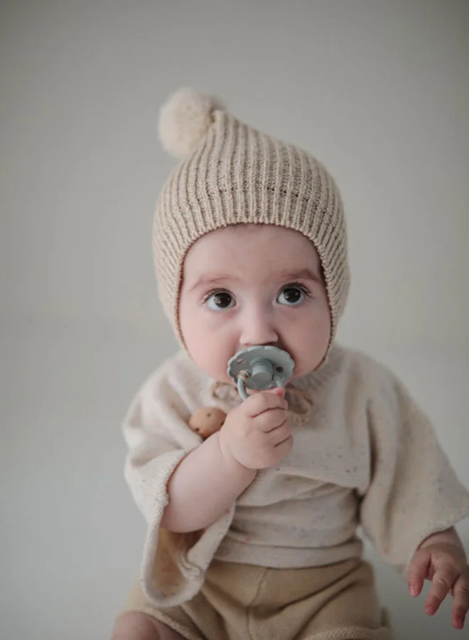 FRIGG Daisy Night Latex Baby Pacifier, 0-6 Months, Pack of 1, Size 1 - French Grey Night