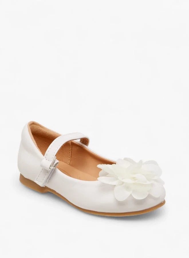 جونيورز حذاء باليرينا بلمسة زهور مع إغلاق بخطاف وحلقة