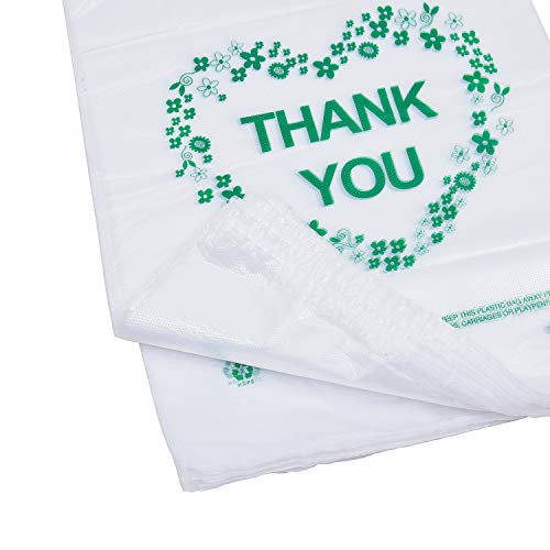 LazyMe Thank You T Shirt Bags White Plastic Grocery Bags with Handles,Standard Supermarket Size, 12 x 20 inch (50 pcs) - Image 3