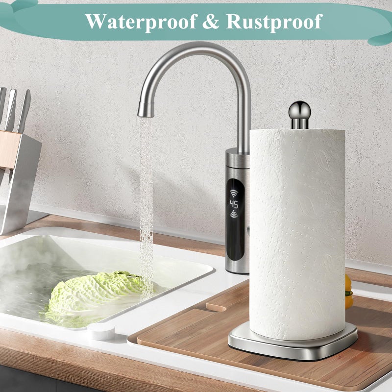 DAWNER SecureGrip Stainless Steel Paper Towel Holder Countertop, Paper Towel Stand, Dual-Weighted Suction Base for Kitchen & Bathroomâ€Œ - Image 4