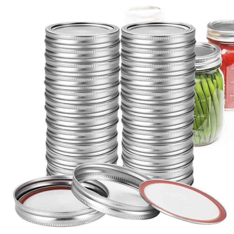 48Pcs24 Set Wide Mouth Canning Rings And Lids Mason Jar Bands