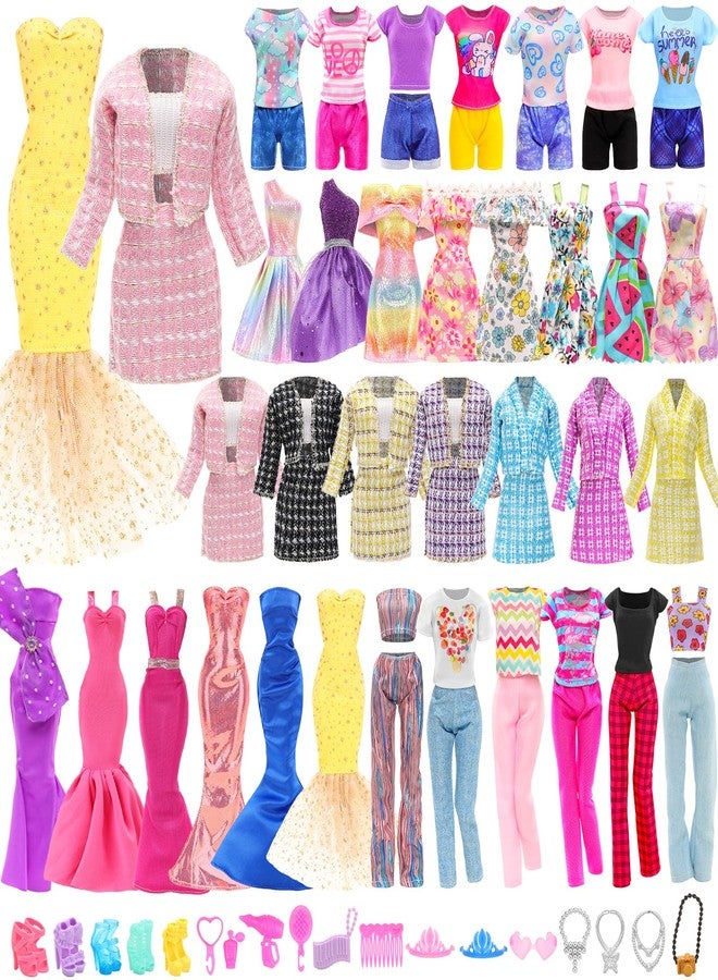 BARWA 29 PCS Doll Clothes and Accessories Elegant Business Skirt Set Mermaid Floral Dress Mini Skirts Casual Tops and Pants High Heel Flat Shoes Necklace for 11.5 Inch Girl Dolls - Image 1