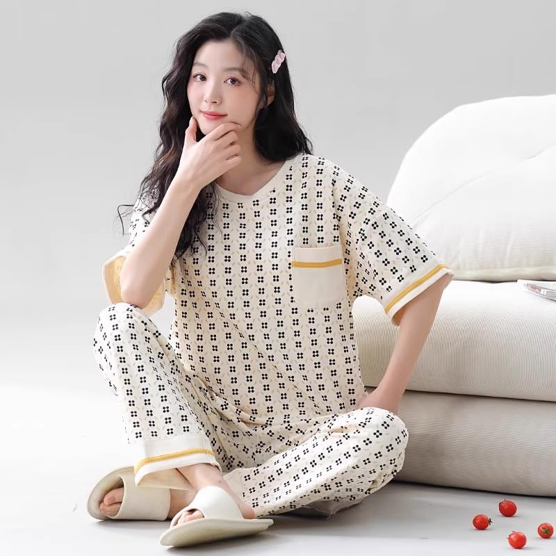 Celary Korean Style Women’s Night Suit|| Cute Printed Pajama Set with Half Sleeve Top & Pants|| Soft Cotton Loungewear - Image 3