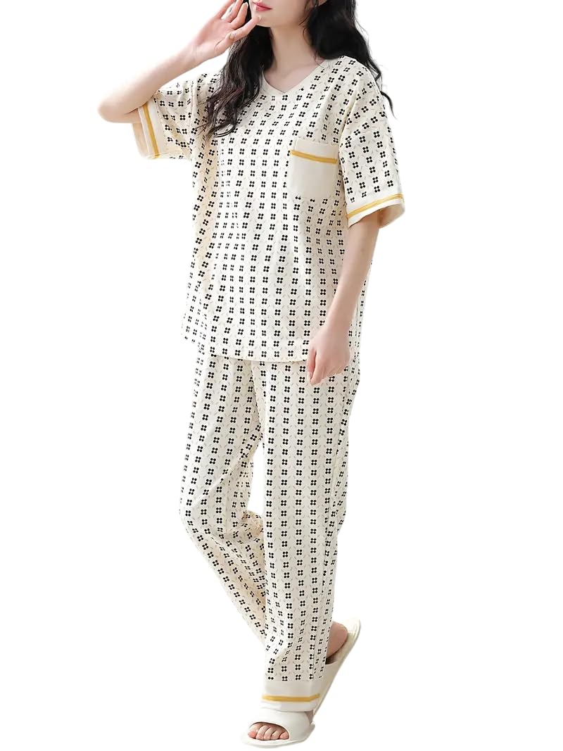 Celary Korean Style Women’s Night Suit|| Cute Printed Pajama Set with Half Sleeve Top & Pants|| Soft Cotton Loungewear - Image 1