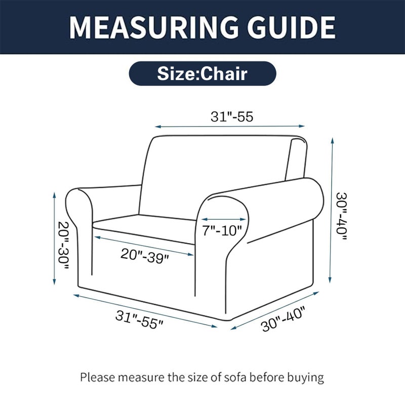 Cupuamon 2026 New Stretch Chair Sofa Slipcovers Couch Cover for 1 Seater Furniture Protector Sofa Covers with Elastic Bottom Jacquard Fabric Small Checks for Pets, Kids - Black - Image 2