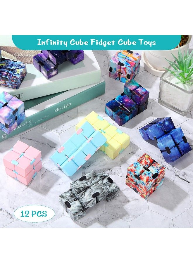 Gejoy 12 Pieces Infinity Cube Mini Fidget Blocks Mini Infinity Cube Desk Toy Sensory Tool Fidget Blocks Magic Puzzle Flip Cube For Teens Adults Birthday Favors (Star And Macarons) - Image 5