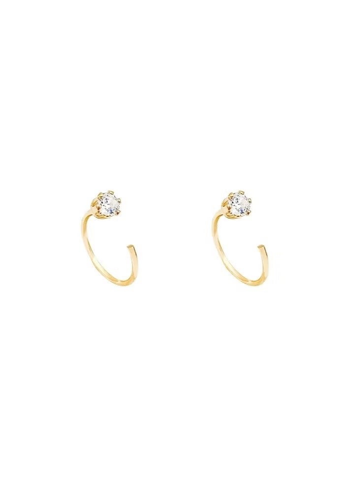Korean Minimalist Zircon Hook Earrings for Women – Everyday Wear, Sleep-Friendly Studs, Elegant Small Luxury Jewelry - Image 3