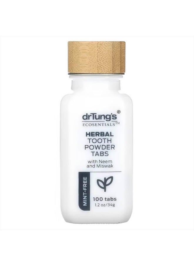 drTung's - DrTung's Herbal Toothpaste Tablets - Fluoride Free Toothpaste Tabs, Travel Size Toothpowder Tabs, TSA Compliant, Toothpowder Tabs, Vegan, Non-GMO, Chewable Tablets - Mint-Free (100 Tabs) - Image 1