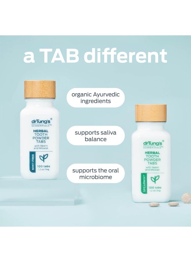 drTung's - DrTung's Herbal Toothpaste Tablets - Fluoride Free Toothpaste Tabs, Travel Size Toothpowder Tabs, TSA Compliant, Toothpowder Tabs, Vegan, Non-GMO, Chewable Tablets - Mint-Free (100 Tabs) - Image 1