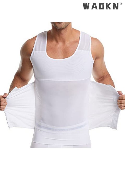 Men Body Shaper Slimming Vest Tight Tank Top Compression Shirt Tummy Control Underwear Binder,Chest Body Posture Corrector Corset Sleeveless Vest Abdomen Control Underwear Shapewear THermal Tops