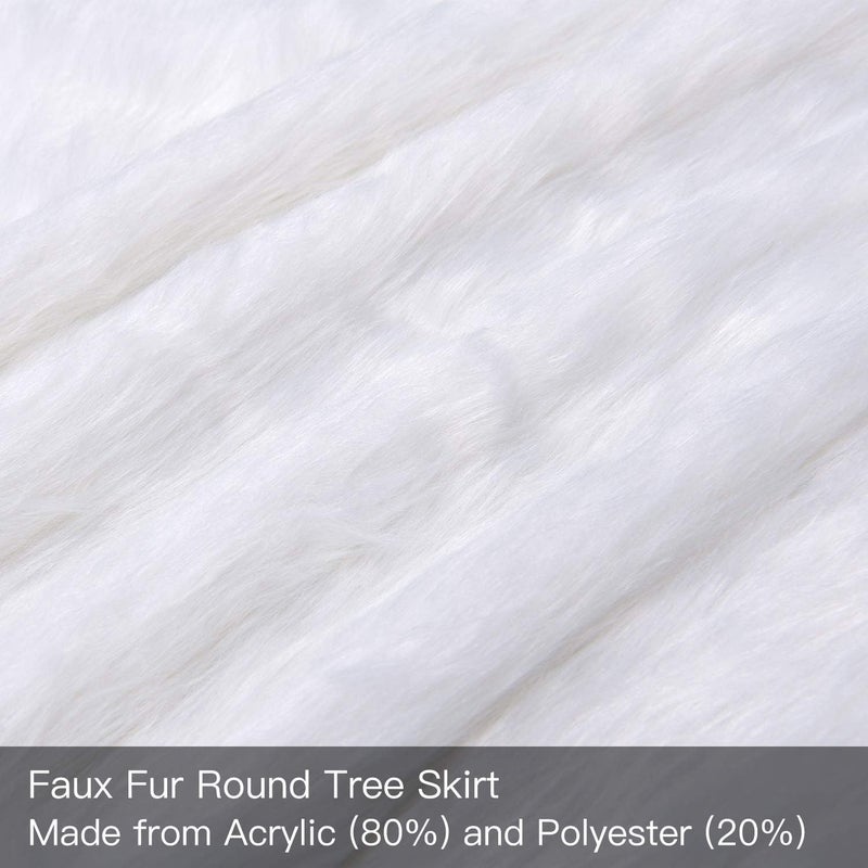 YEAHOME Christmas Tree Skirt, 48 Inch White Soft Faux Fur Tree Skirts Plush Christmas Decorations, White Ornaments Christmas Tree Skirts Xmas Decorations Indoor Holiday Party Decor - Image 4