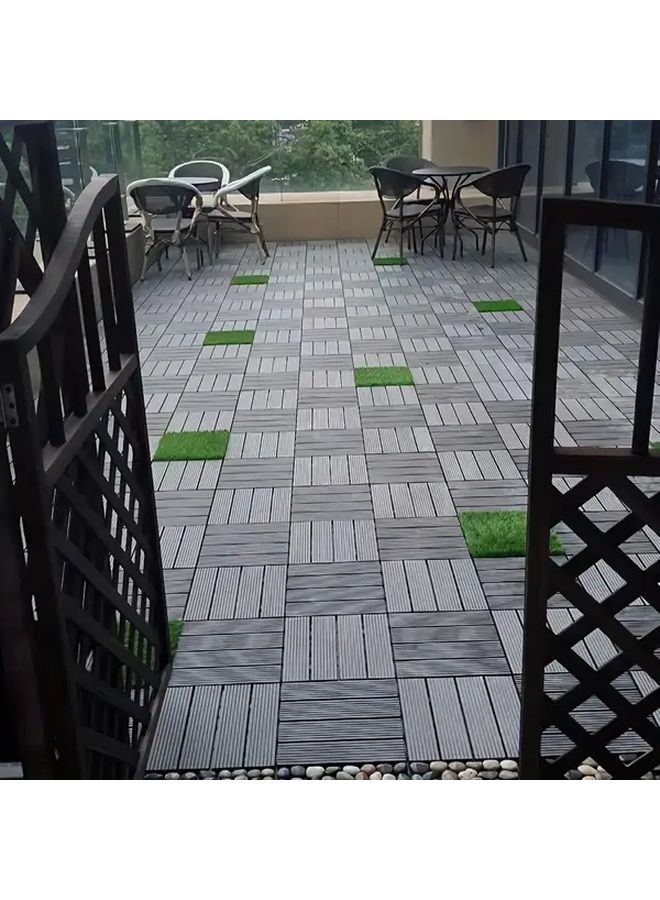 6pcs Gray Heavy Duty Outdoor PE Plastic Non Slip Interlocking Floor Tiles - Image 3