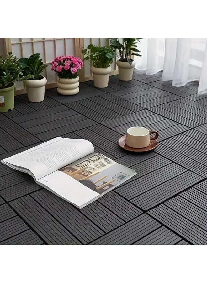 6pcs Gray Heavy Duty Outdoor PE Plastic Non Slip Interlocking Floor Tiles - Image 5