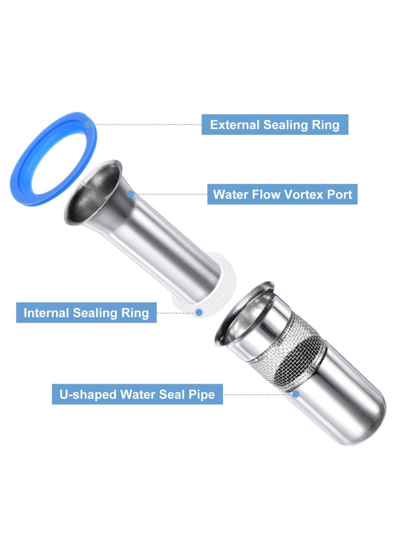 كاست ويف 2Pcs Shower Floor Drain, Stainless Steel Floor Drain Anti-Odor Plugs, Shower Drain Hair Catcher, One Way Drain Valve Sewer Core, 100 x 45mm/3.9 x 1.8 - Image 2
