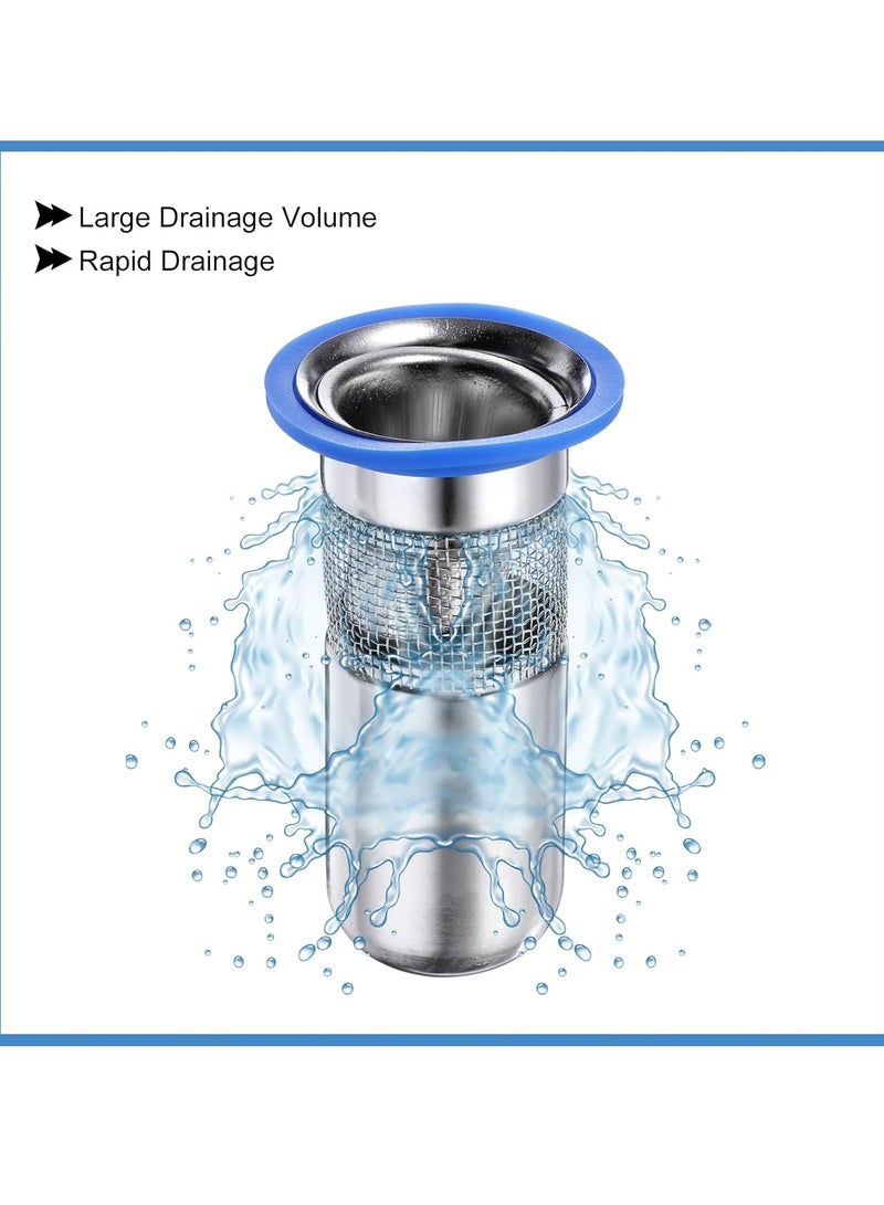 كاست ويف 2Pcs Shower Floor Drain, Stainless Steel Floor Drain Anti-Odor Plugs, Shower Drain Hair Catcher, One Way Drain Valve Sewer Core, 100 x 45mm/3.9 x 1.8 - Image 4