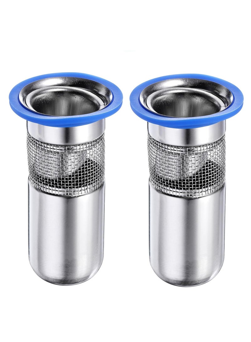 كاست ويف 2Pcs Shower Floor Drain, Stainless Steel Floor Drain Anti-Odor Plugs, Shower Drain Hair Catcher, One Way Drain Valve Sewer Core, 100 x 45mm/3.9 x 1.8 - Image 1