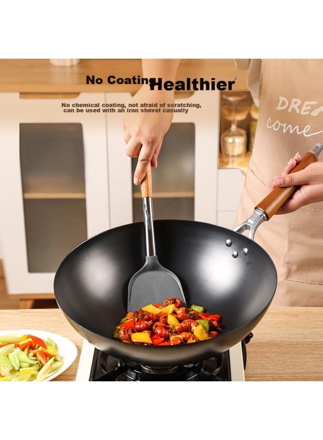 Gold Deposit Jin Cun Wok Iron Pan, Lightweight Stir-fry Pan, Non-coated, Rust-resistant, Traditional Household Round Bottom Non-stick Pan, 32cm - Image 1