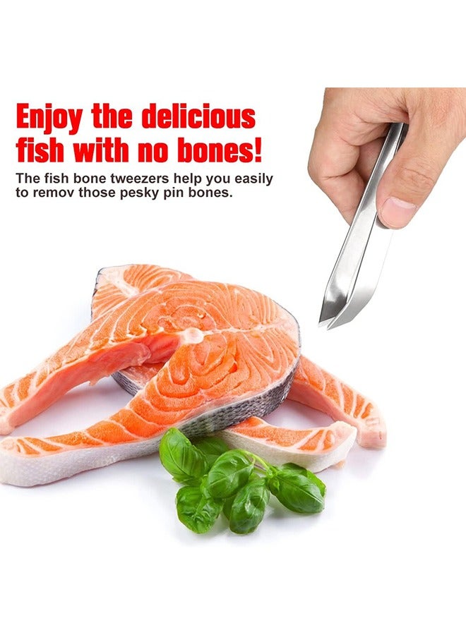 ملقط عظمة السمك، ملقط من الفولاذ المقاوم للصدأ ملقط، أواني المطبخ الفضي للإزالة المهنية لعظام السمك وسحب ريش الدجاج، أداة إزالة شعر اللحم - Image 4